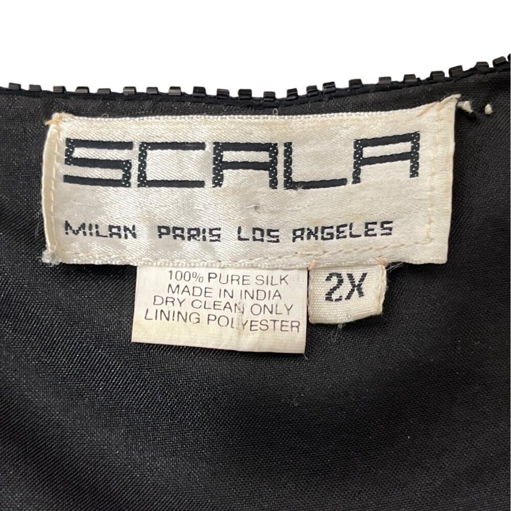 Vintage Scala Sequin Silk Jacket Paisley Beaded Black Purple Pink Blazer Size 2X - Picture 5 of 10